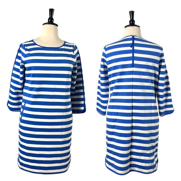 Lands’ End Shift Dress Ponte 3/4 Sleeve Blue White Stripe Women’s Plus Size 16 - Picture 11 of 11